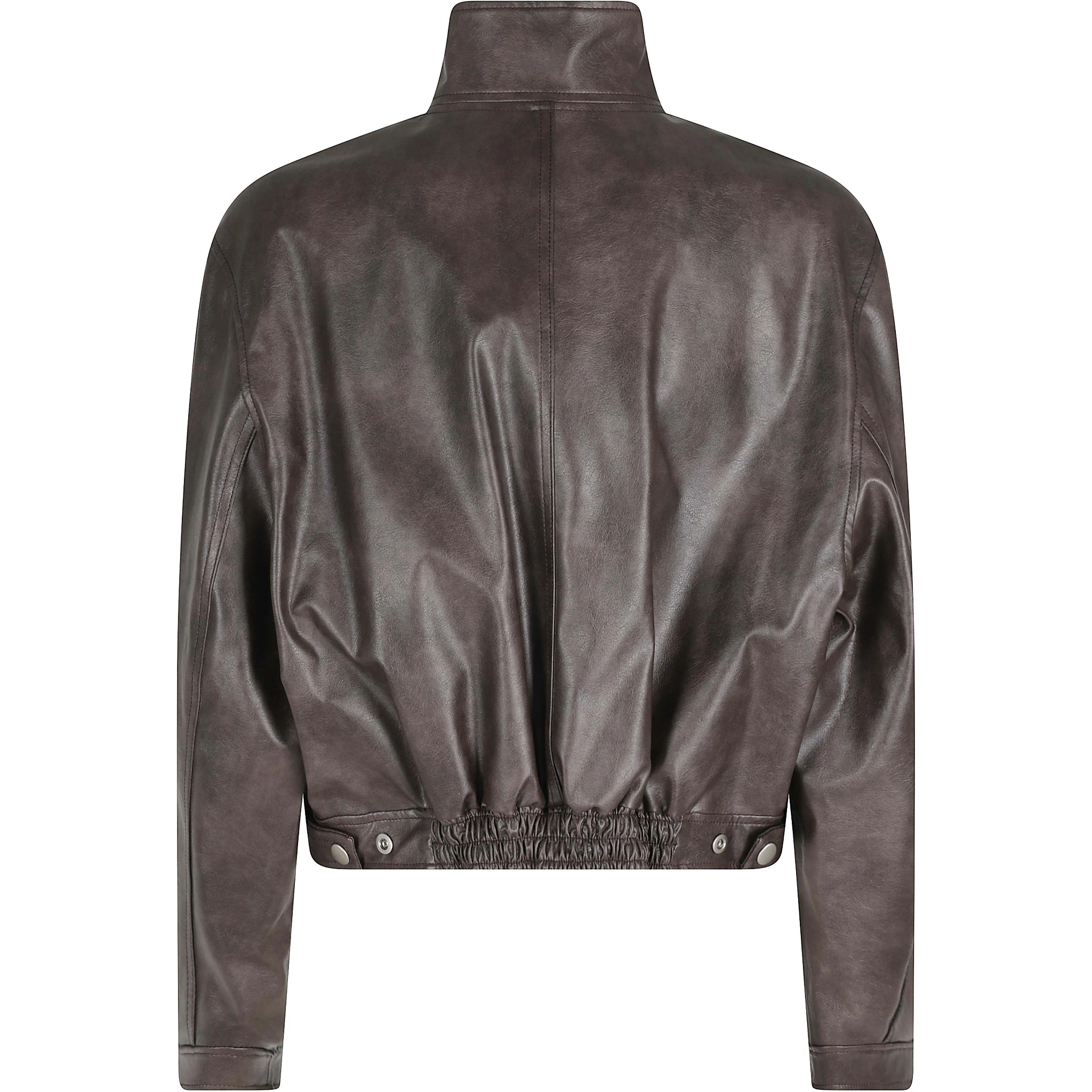 STAND COLLAR LEATHER JUMPER