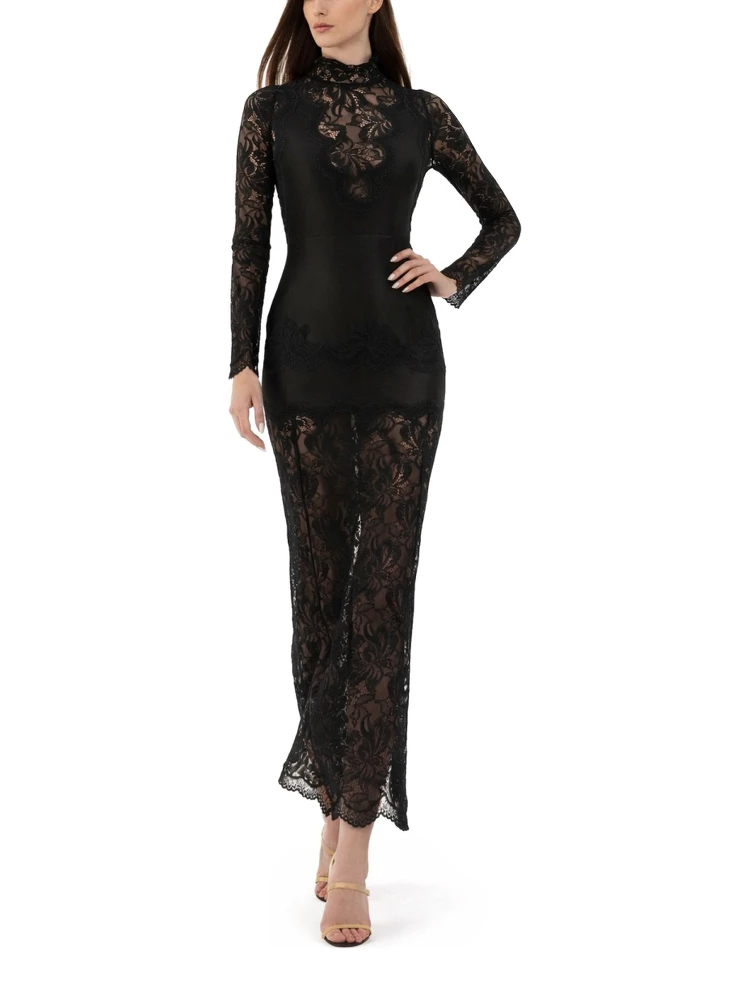 ABITO LUNGO IN PIZZO E JERSEY alternative