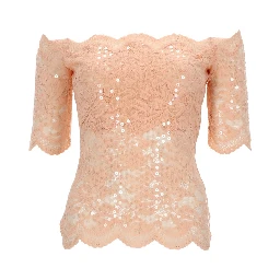 TOP IN PIZZO CON PAILLETTES