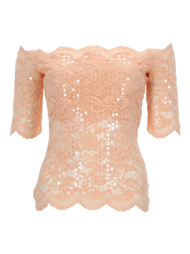 TOP IN PIZZO CON PAILLETTES