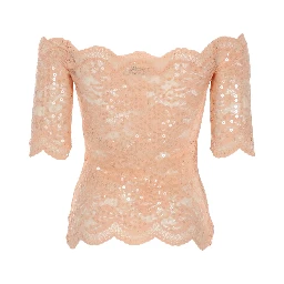 TOP IN PIZZO CON PAILLETTES