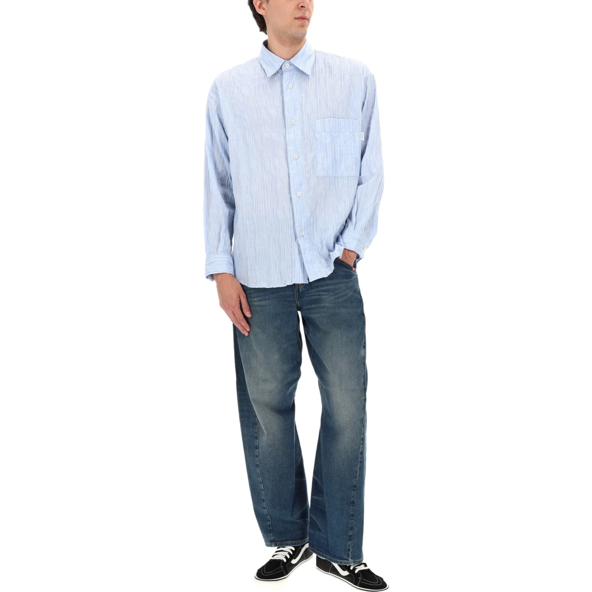 CAMICIA IN COTONE "CRINCKLE"