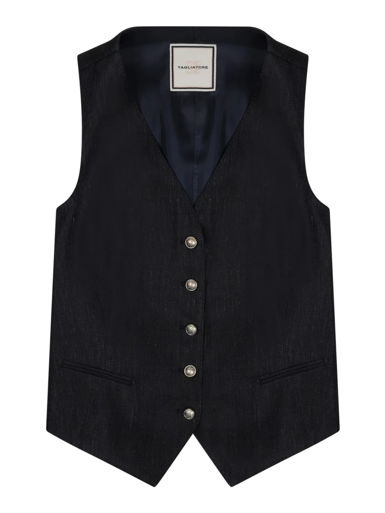 GILET IN LINO CON BOTTONI