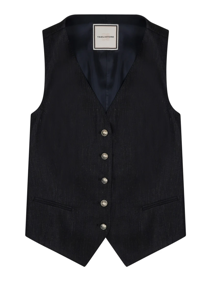 GILET IN LINO CON BOTTONI