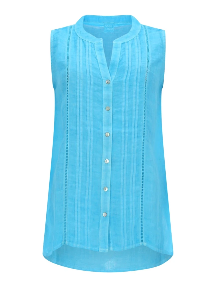 TOP SMANICATO A CAMICIA