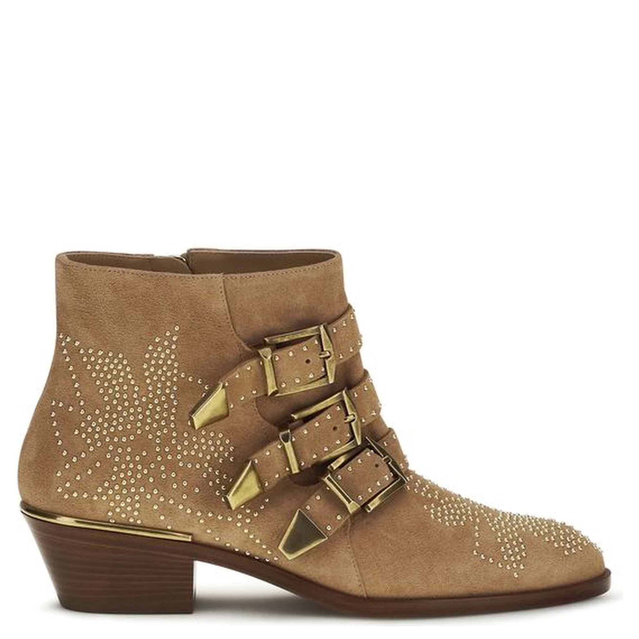 Beige Calf Leather Bos Taurus Ankle Boots