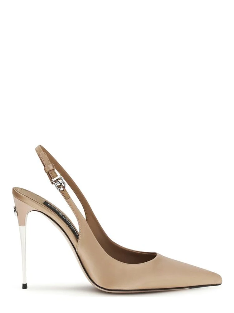 Beige Viscose High Heel Pumps