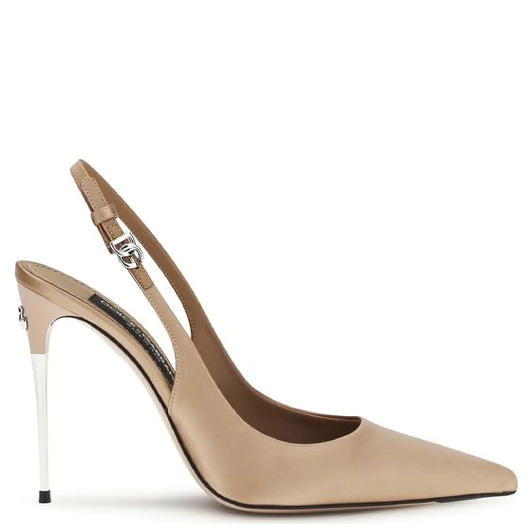 Beige Viscose High Heel Pumps