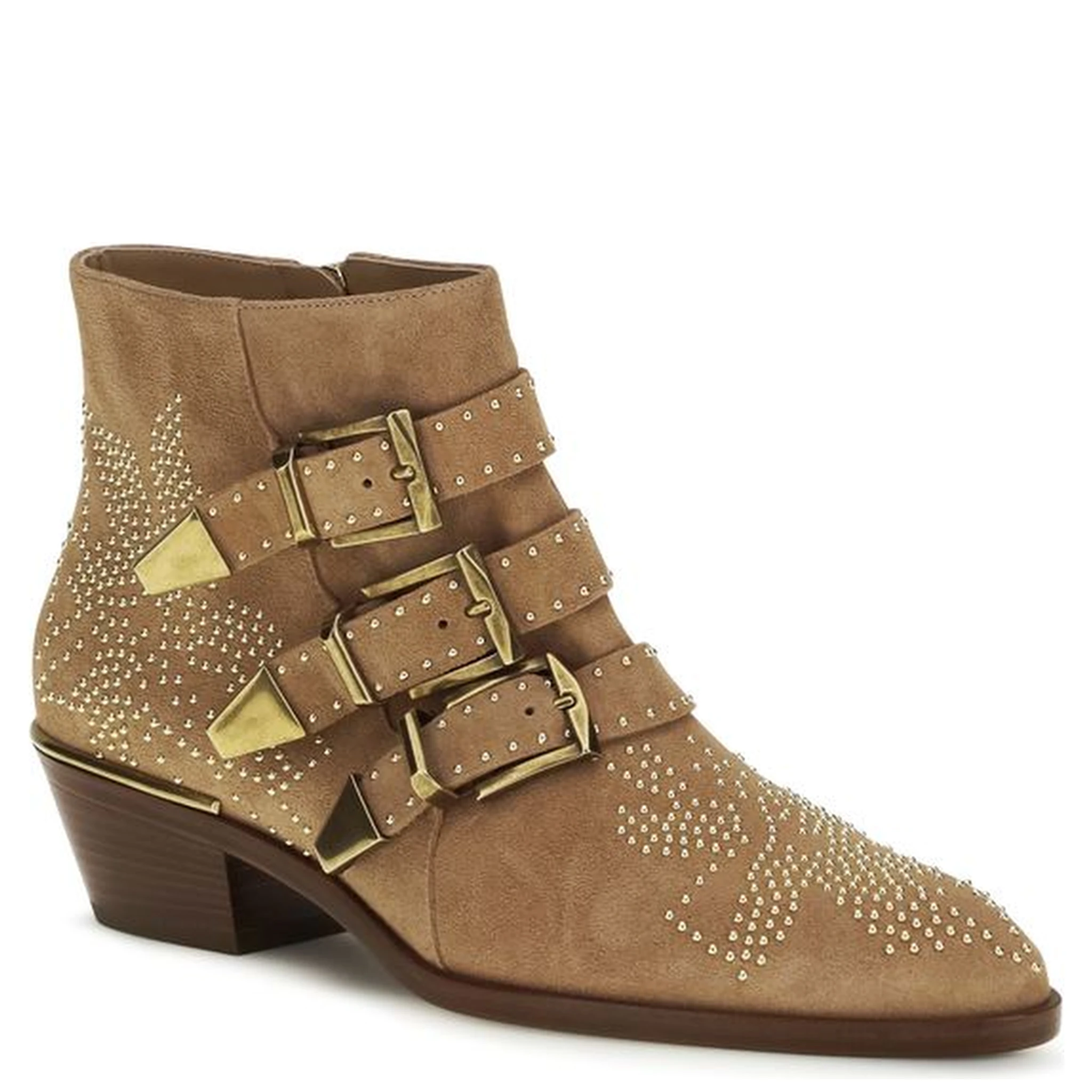 Beige Calf Leather Bos Taurus Ankle Boots