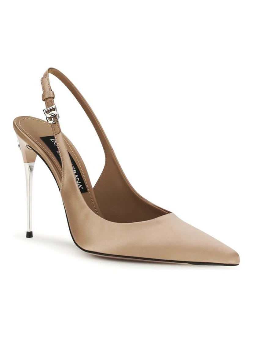 Beige Viscose High Heel Pumps