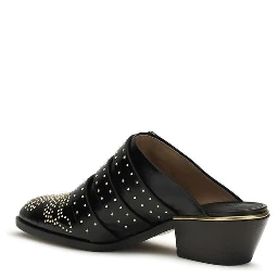 Black Calf Leather Bos Taurus Mules