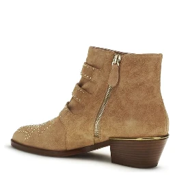 Beige Calf Leather Bos Taurus Ankle Boots