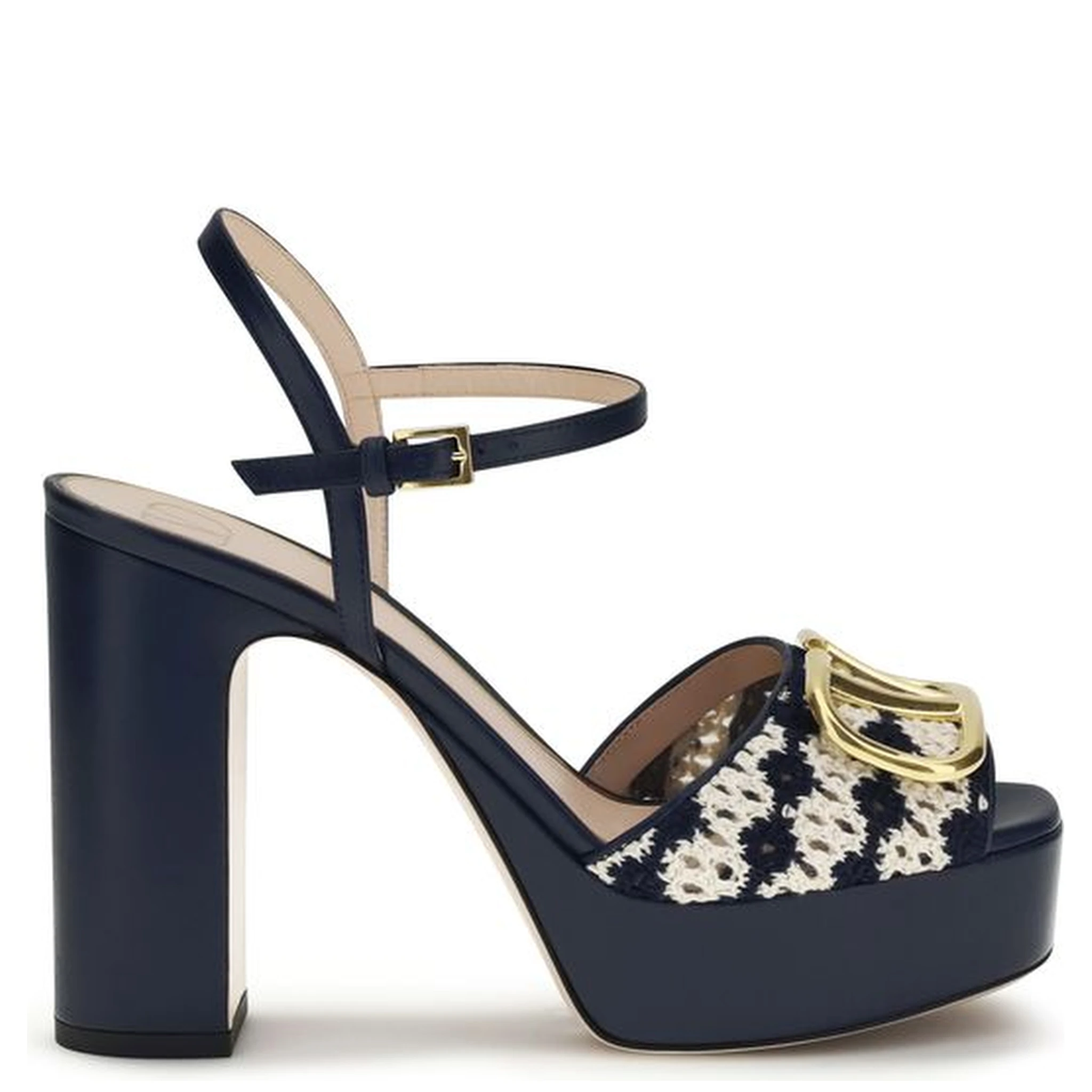 Blue Calf Leather Bos Taurus Platform Sandals
