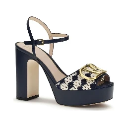 Blue Calf Leather Bos Taurus Platform Sandals