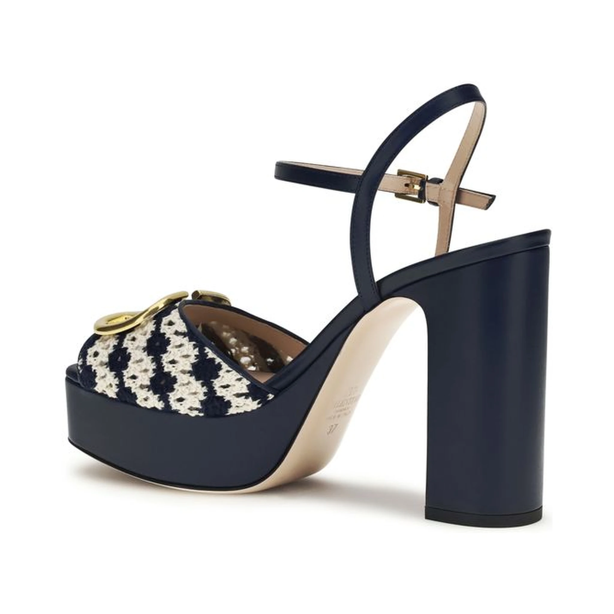 Blue Calf Leather Bos Taurus Platform Sandals