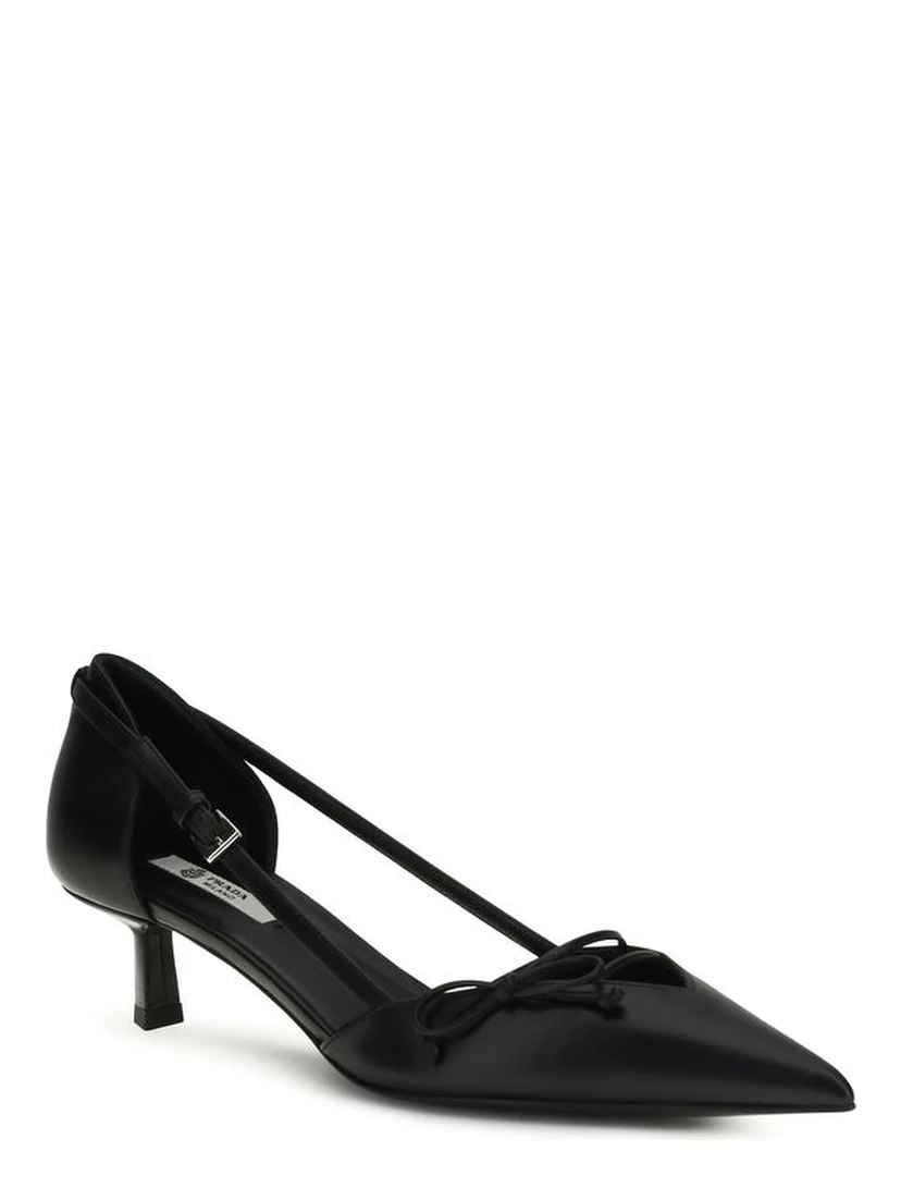 Black Calf Leather Bos Taurus Mid Heel Pumps