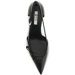 Black Calf Leather Bos Taurus Mid Heel Pumps
