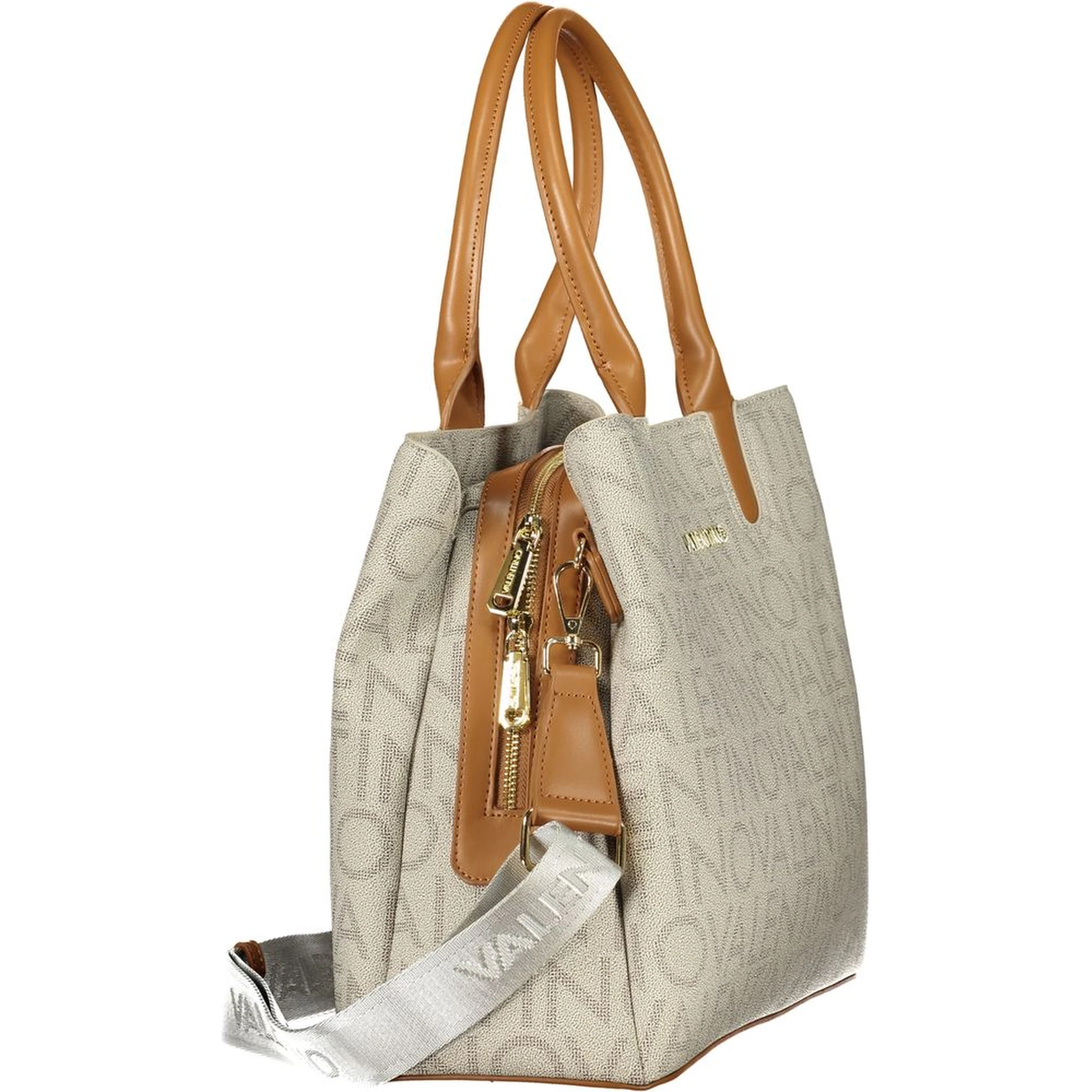 Beige Polyurethane Women's Bag