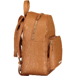 Brown Polyurethane Women's Backpack
