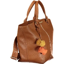 Brown Polyurethane Woman Bag