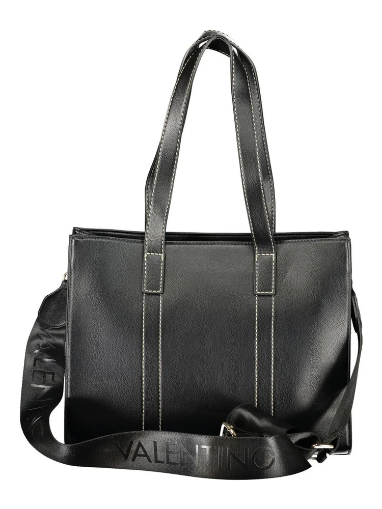 Black Polyurethane Women's Bag with Shoulder Straps and Pockets alternative