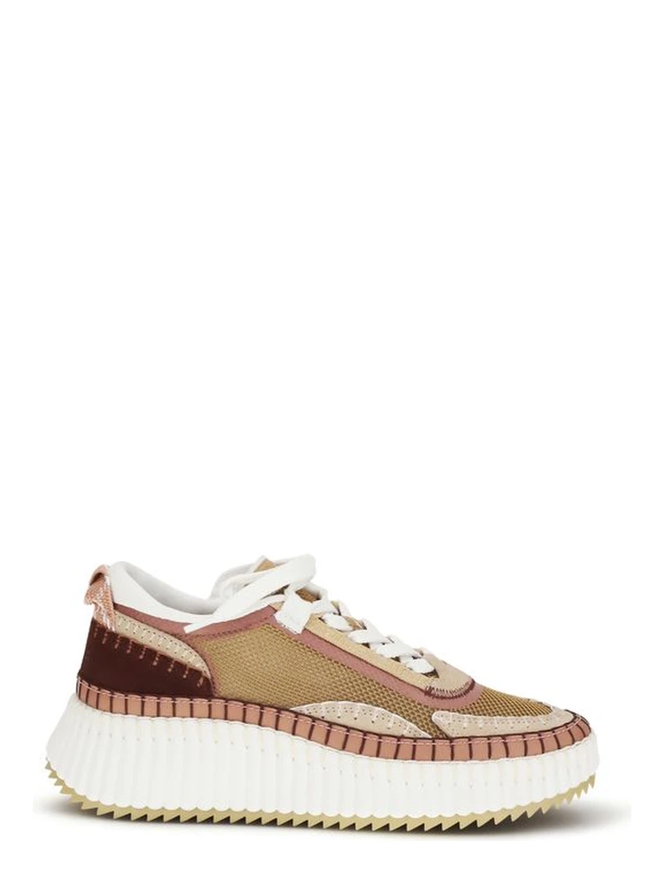 Brown Polyester Chunky Sneakers