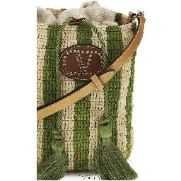 Bicolor Raffia Backet Bag