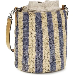 Blue Raffia Backet Bag