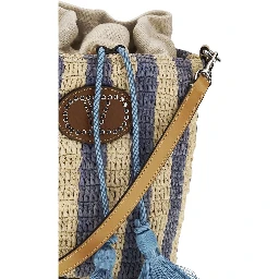 Blue Raffia Backet Bag