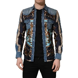 Blue Baroque Cotton Button Down Denim Shirt