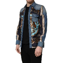 Blue Baroque Cotton Button Down Denim Shirt