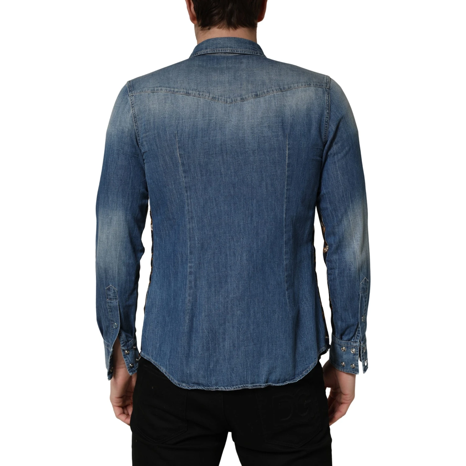 Blue Baroque Cotton Button Down Denim Shirt