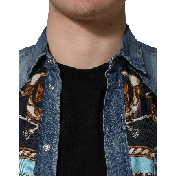 Blue Baroque Cotton Button Down Denim Shirt