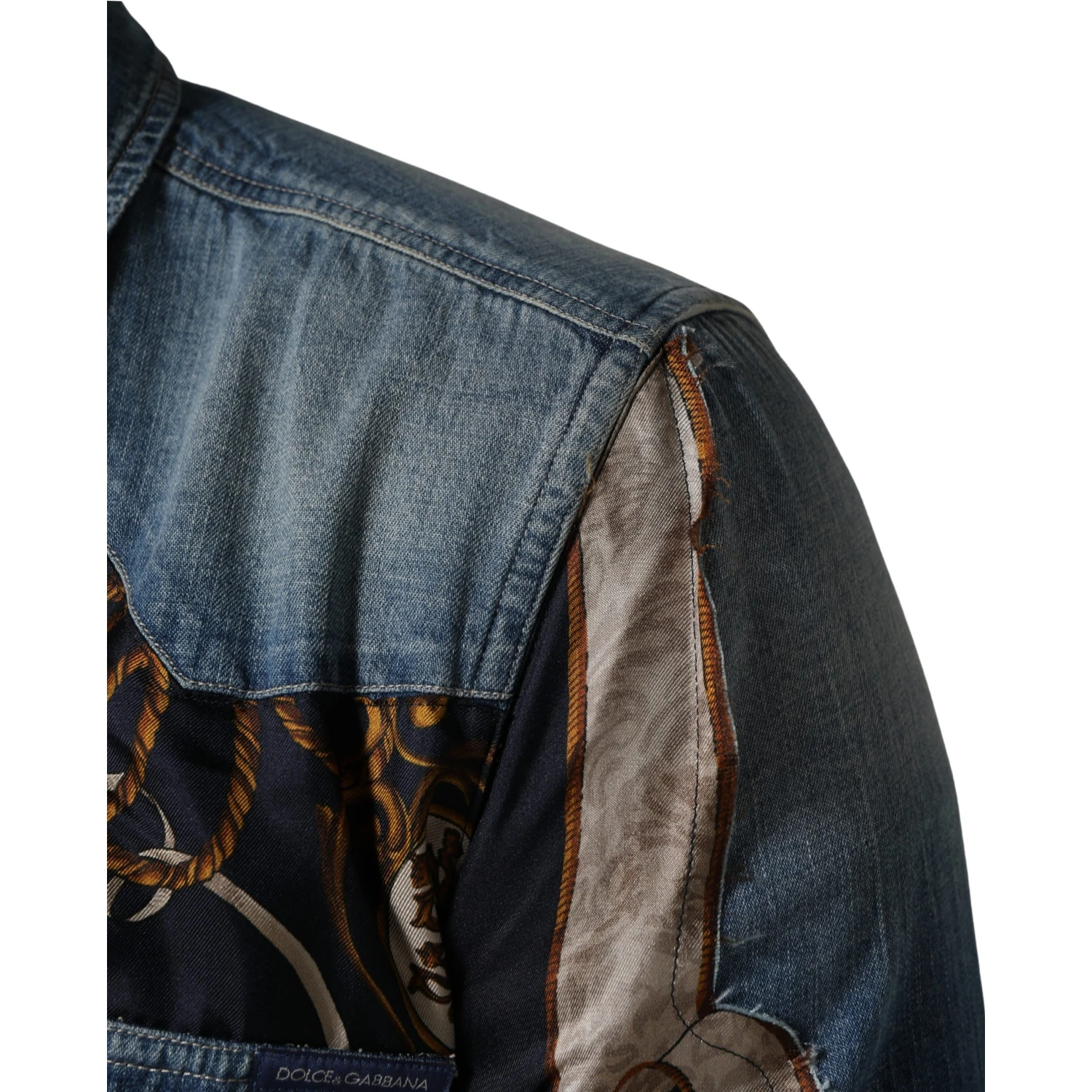 Blue Baroque Cotton Button Down Denim Shirt