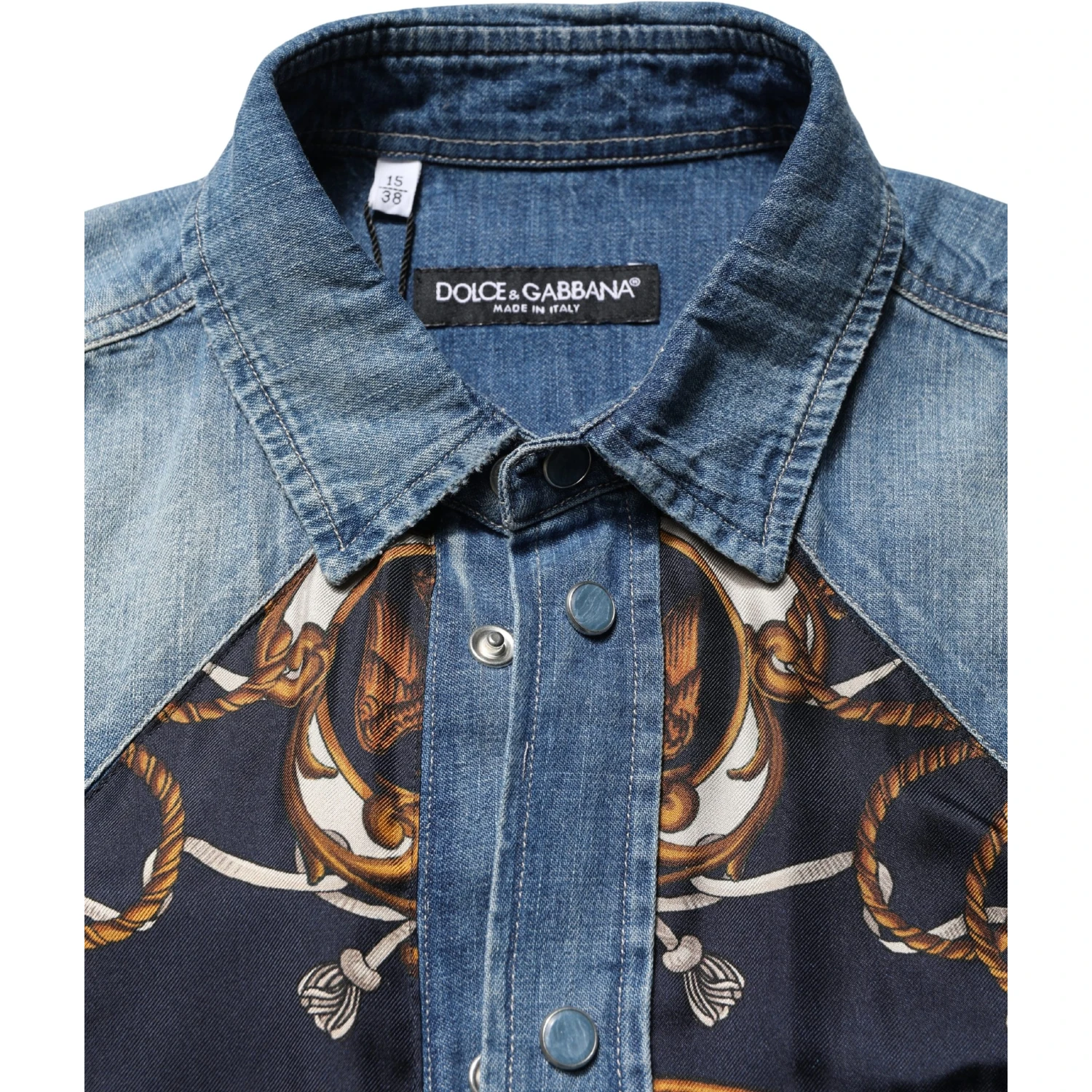 Blue Baroque Cotton Button Down Denim Shirt