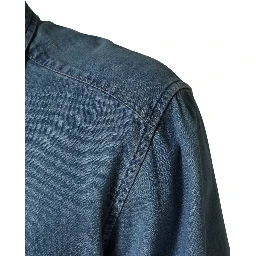 Blue Cotton Stretch Casual Denim Slim Shirt