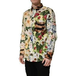 Multicolor Floral Animal Print Collared Shirt