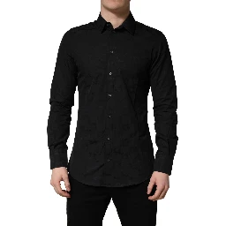 Black MARTINI Cotton Slim Dress Formal Shirt