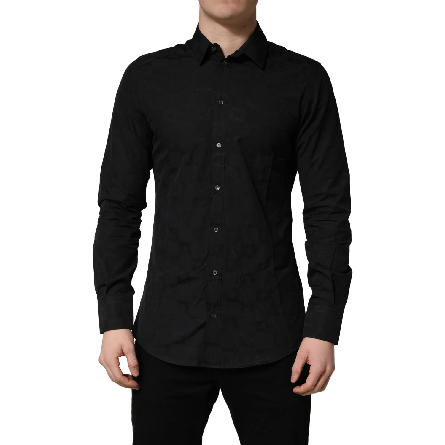 Black MARTINI Cotton Slim Dress Formal Shirt