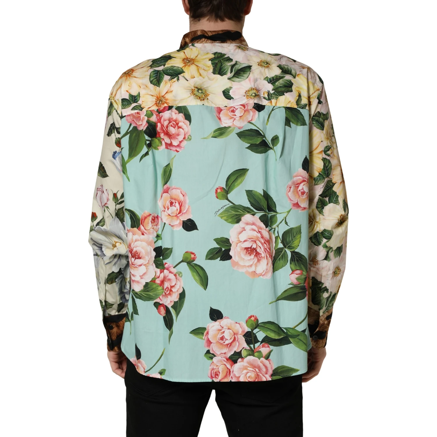 Multicolor Floral Animal Print Collared Shirt