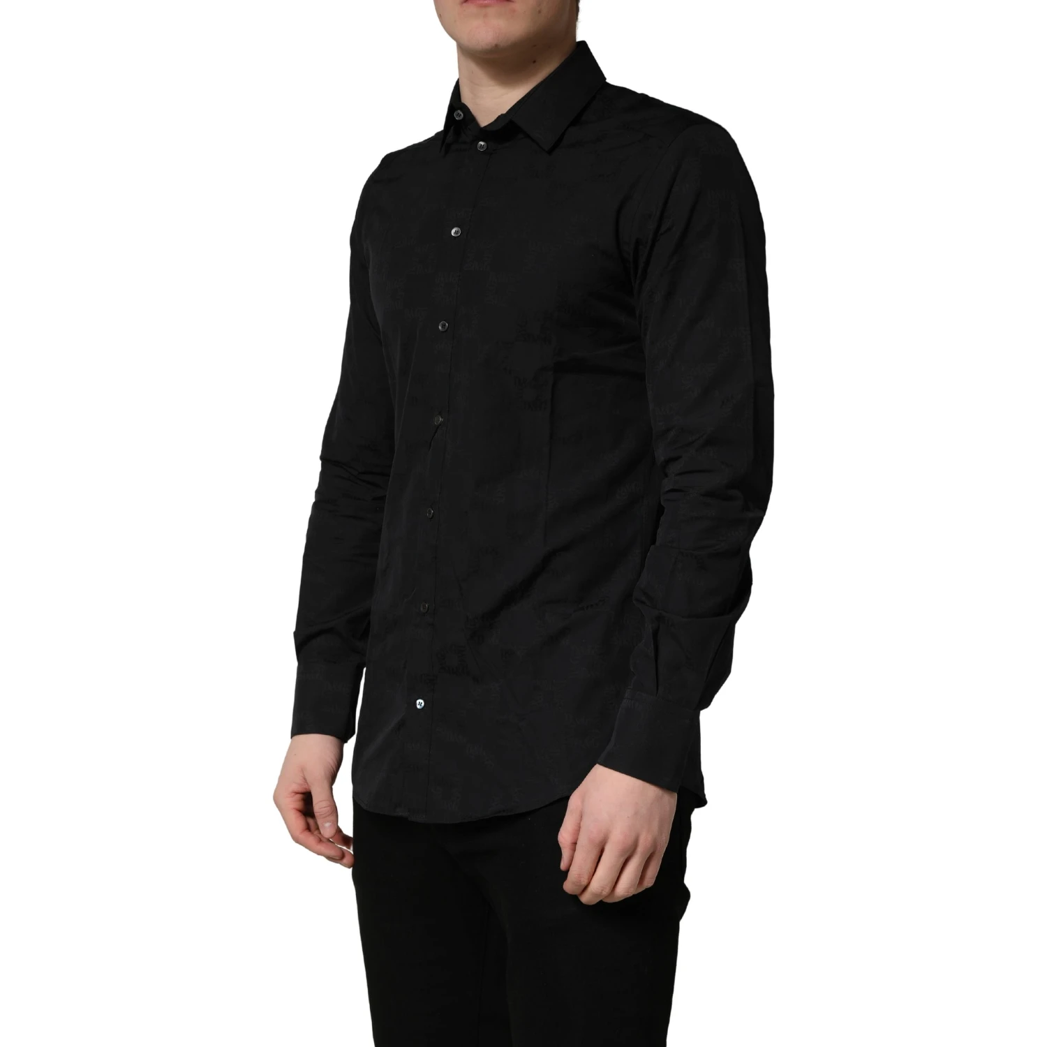 Black MARTINI Cotton Slim Dress Formal Shirt
