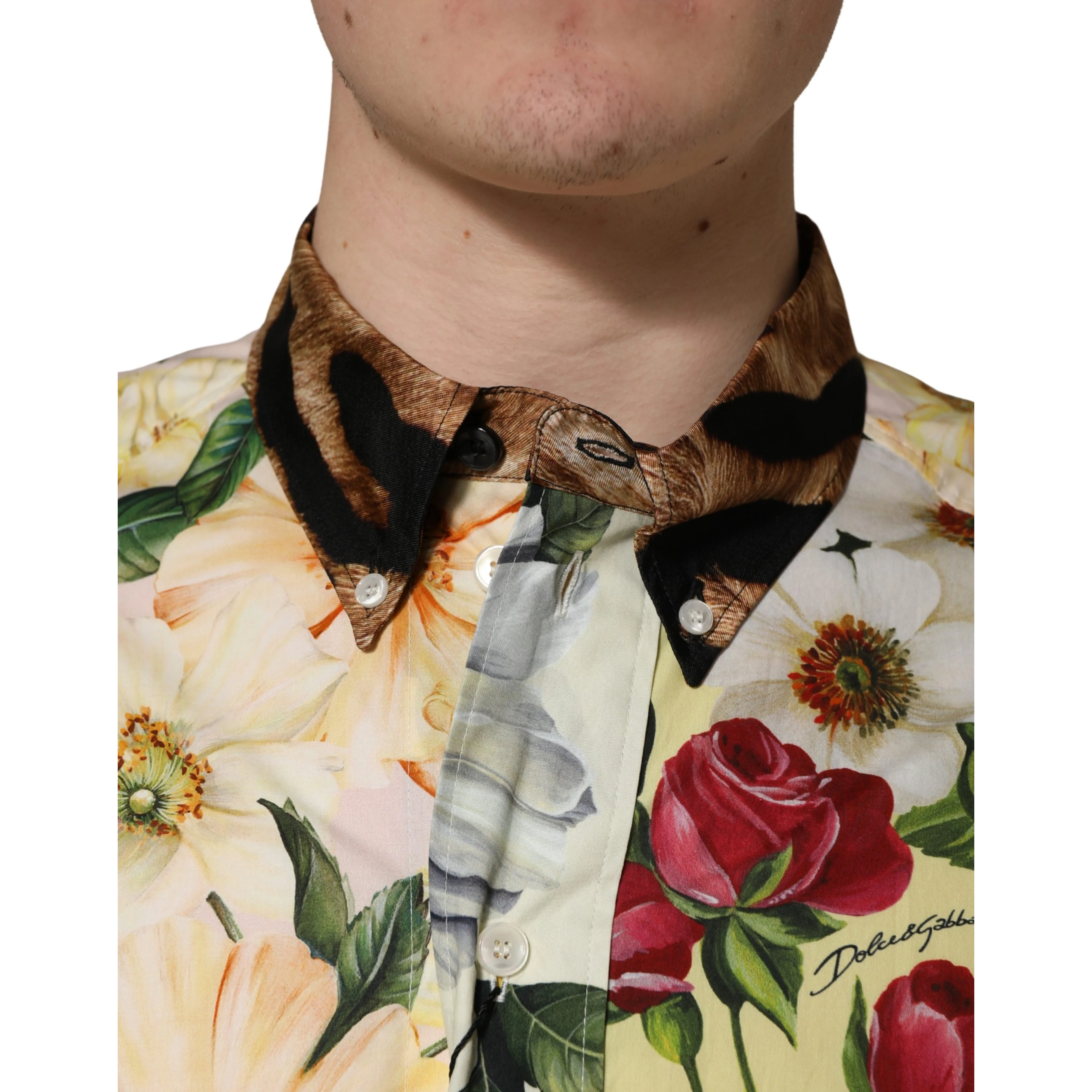 Multicolor Floral Animal Print Collared Shirt
