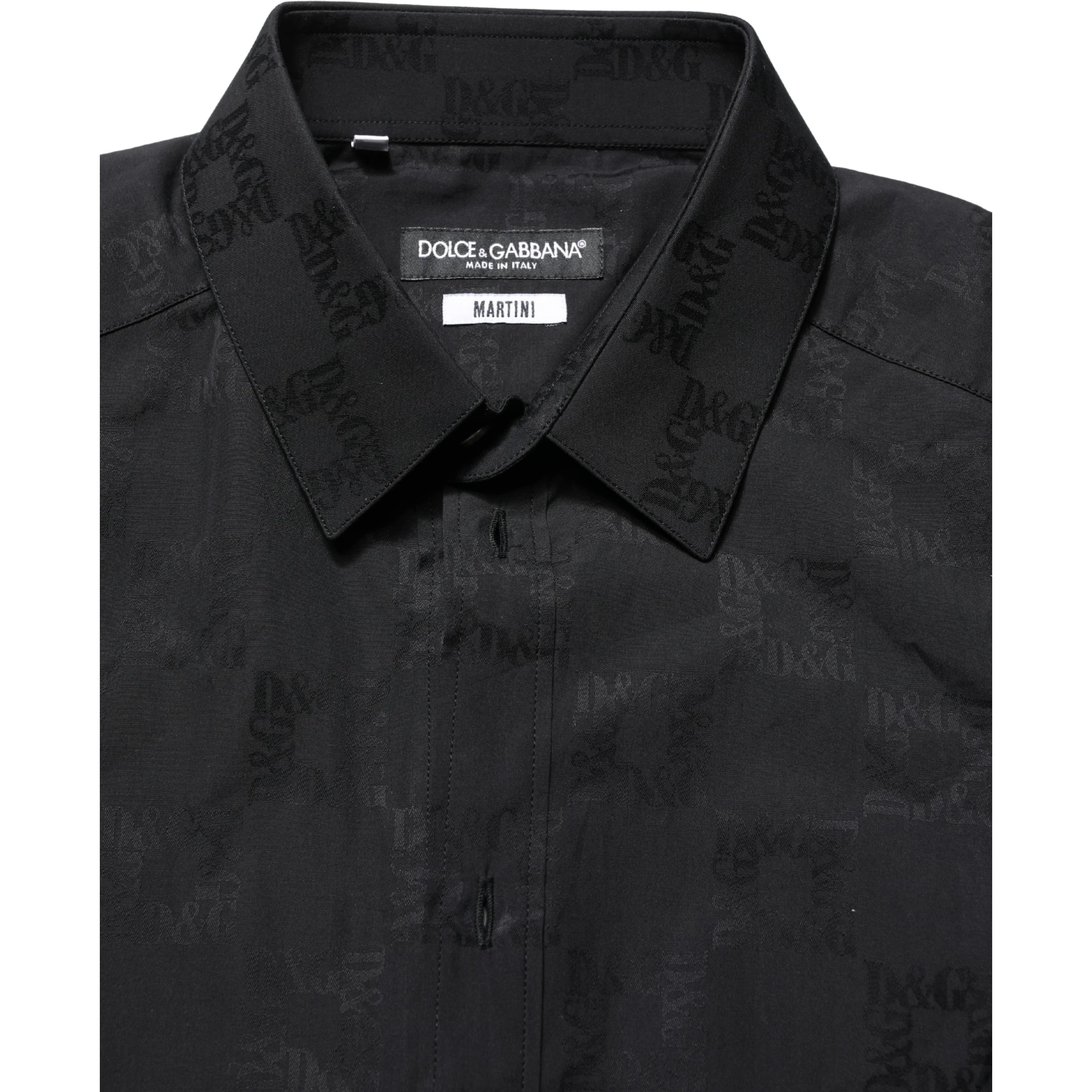 Black MARTINI Cotton Slim Dress Formal Shirt