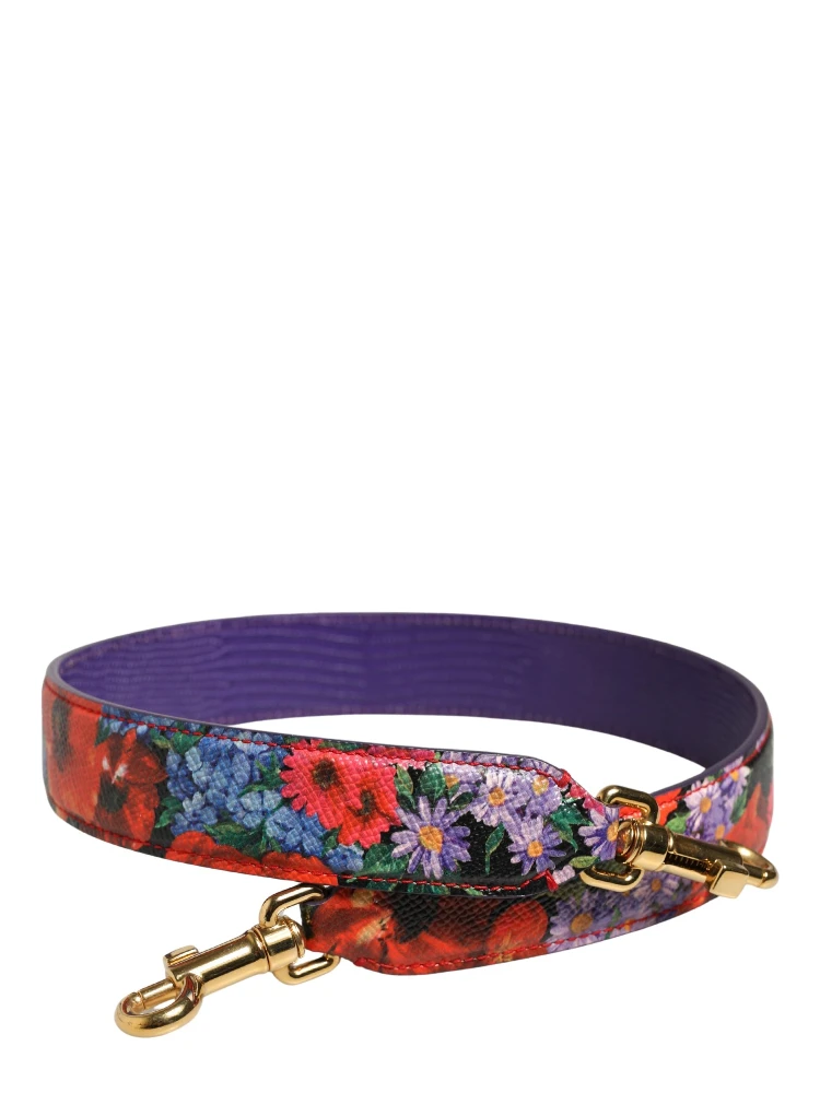 Multicolor Floral Leather Bag Accessory Shoulder Strap
