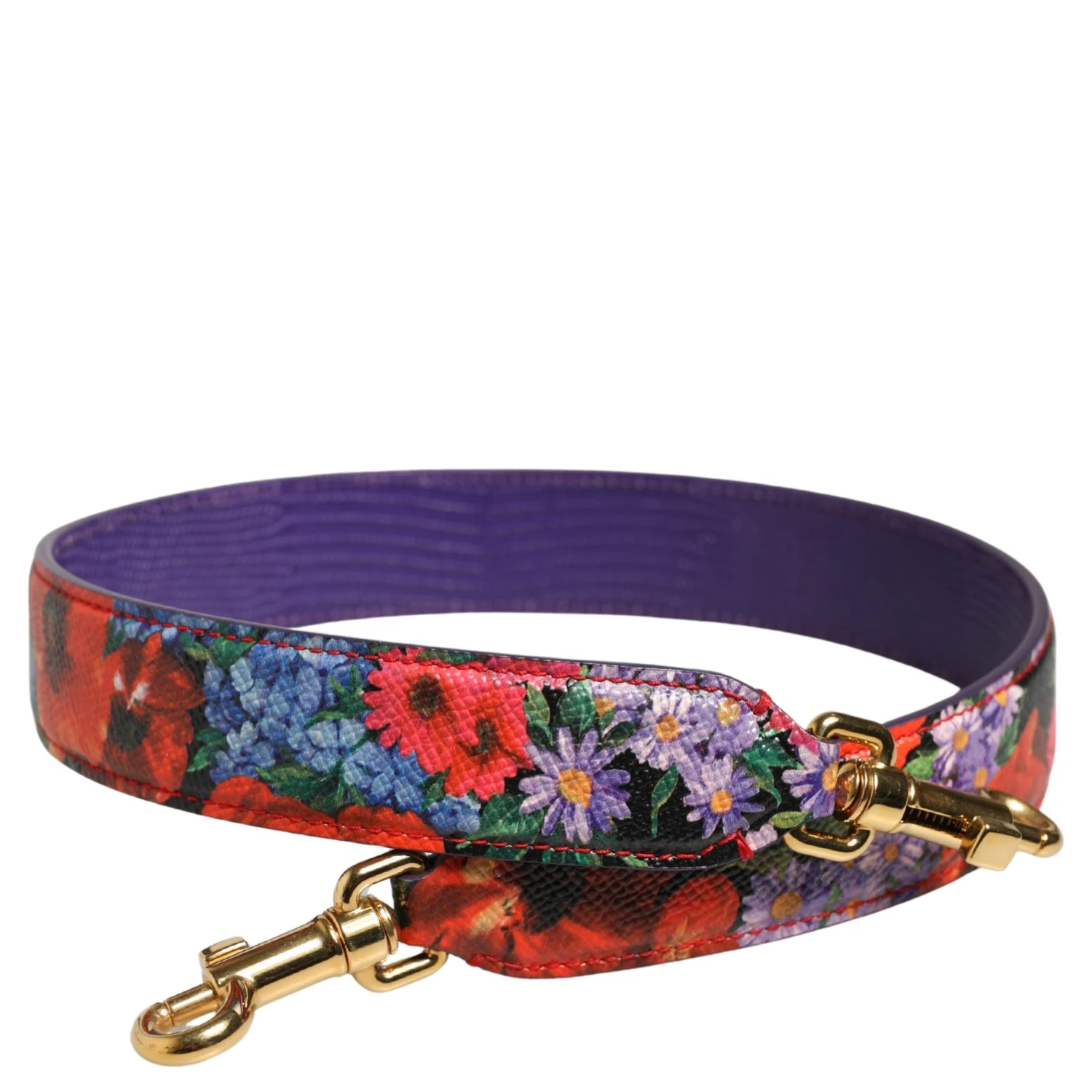 Multicolor Floral Leather Bag Accessory Shoulder Strap