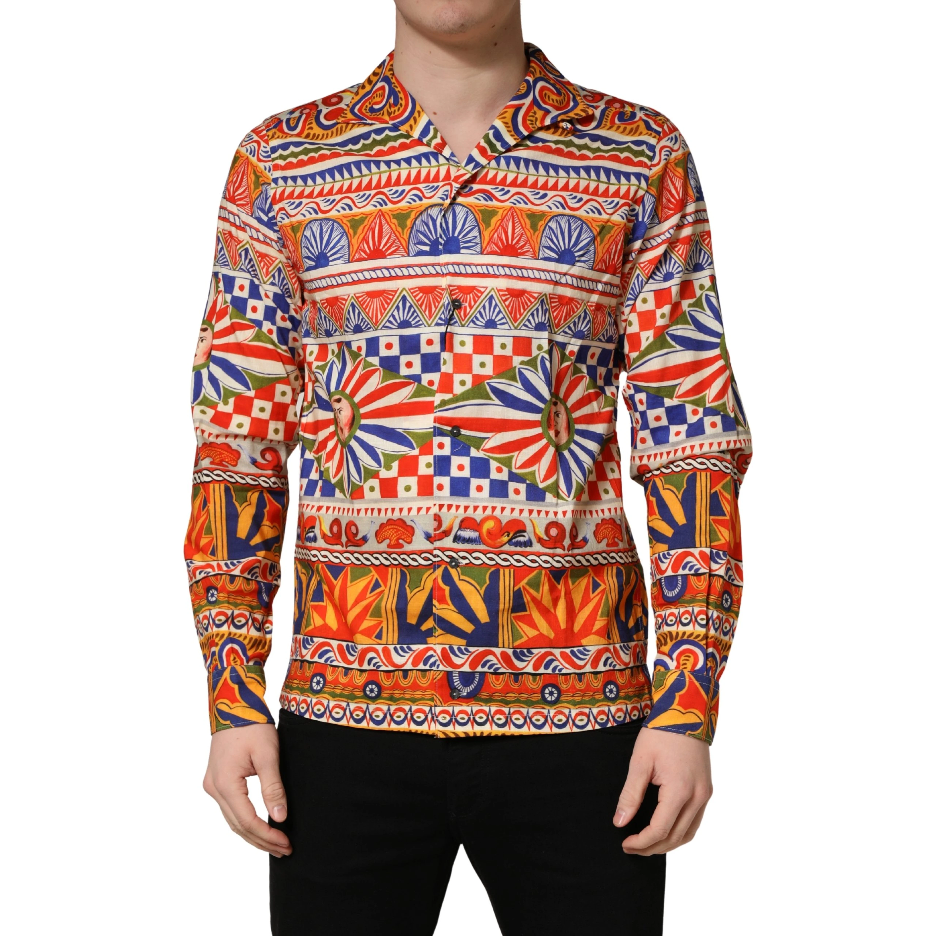 Multicolor Sicilian Carretto Twill Cotton Men Shirt