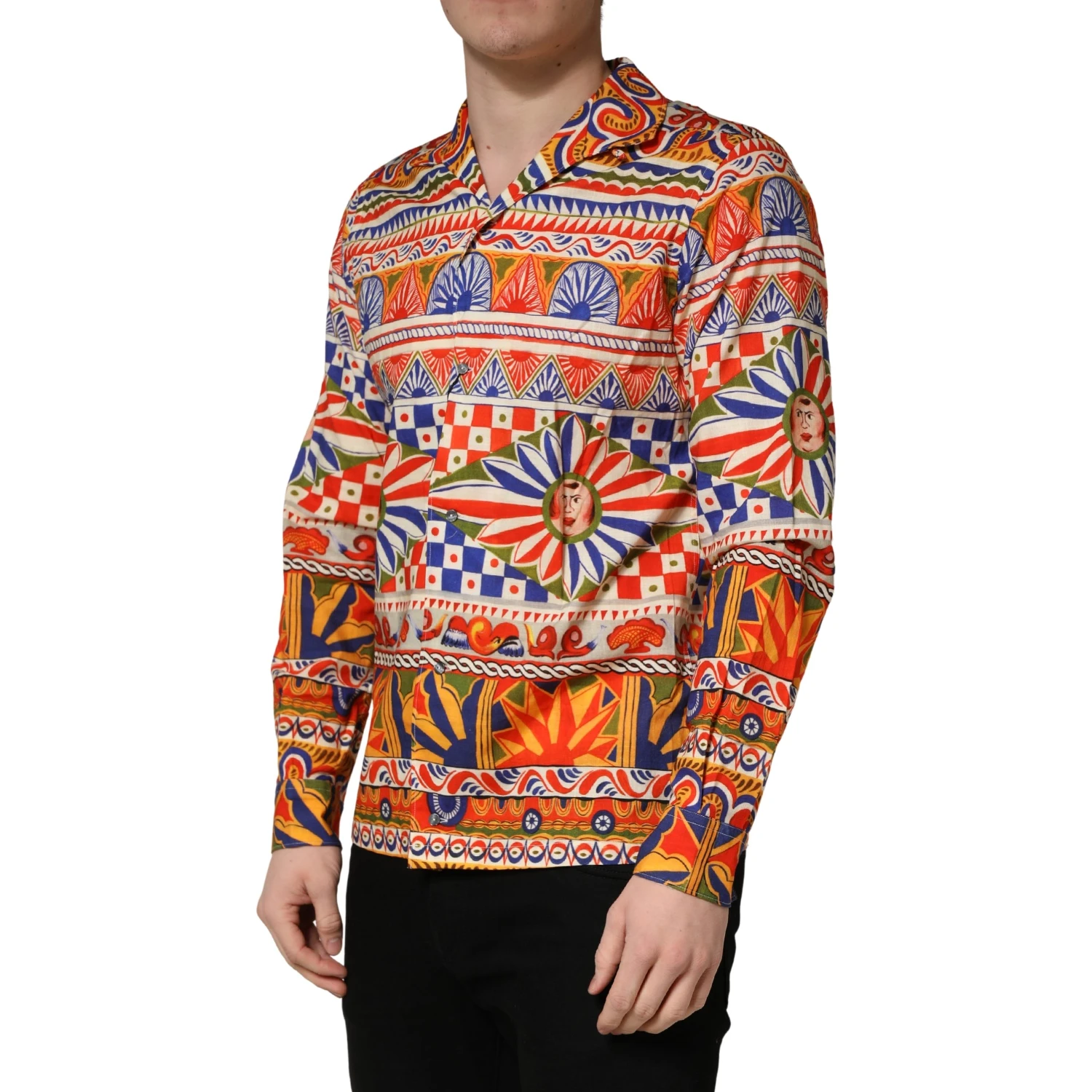 Multicolor Sicilian Carretto Twill Cotton Men Shirt