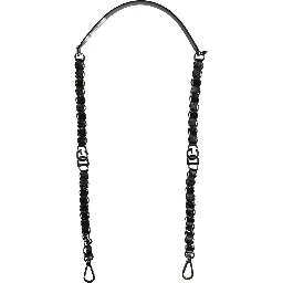 Black Leather Silver Chain Bag Accessory Shoulder Strap