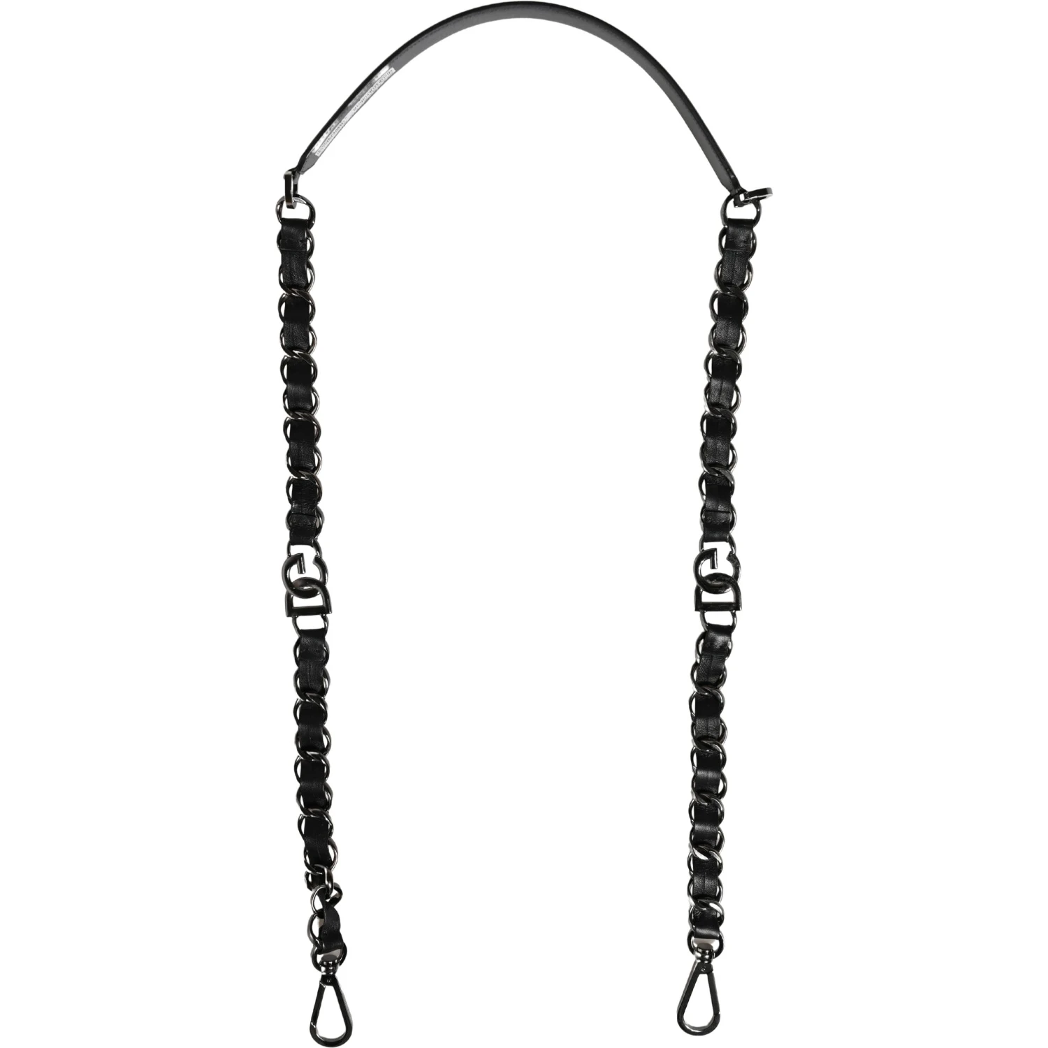 Black Leather Silver Chain Bag Accessory Shoulder Strap