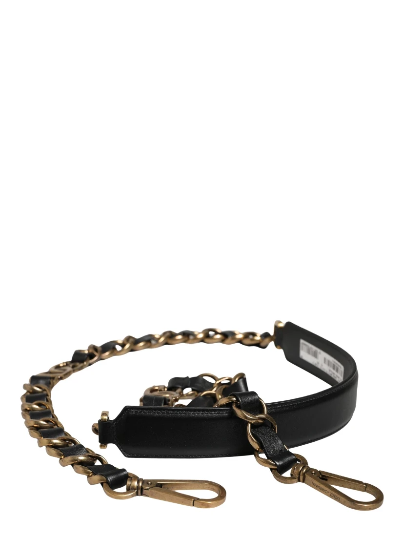 Black Leather Gold Chain Bag Accessory Shoulder Strap
